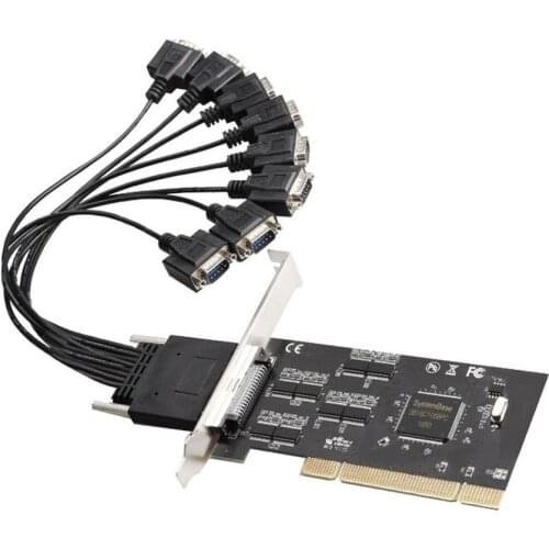 DIEWU 8 Ports RS232 Serial Adapter PCI Expansion Card 16C1058 Chipset w/ Fan-Out Cable COM Card