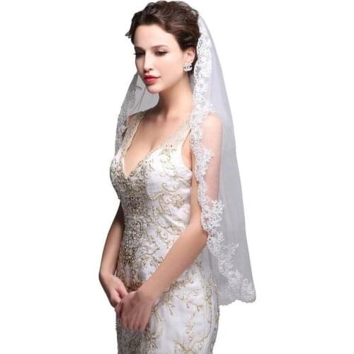Simple Women White Bridal Veils With Comb One Layers Tulle Short 75cm Ivory Bride Veil Cut Edge Cheap Wedding Accessories