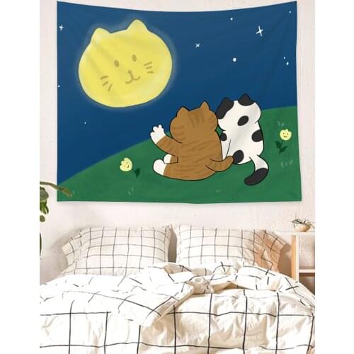 Tapestry Cartoon Cute Hanging Cloth Ins Background Photo Bedroom Bedside Wall Girl Heart Dormitory Walls Tapiz Pared Home