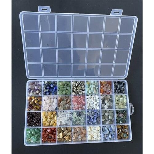 28-Grid Gravel Lapis Lazuli Agate Stone Pink Crystal Amethyst and Other Natural Stone Boxed Combination DIY Ornament Accessories