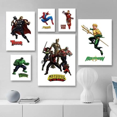 Marvel Avengers Canvas Paintings Spiderman Hulk Spiderman Iron Man Posters and Prints Wall Art Pictures for Living Home Decor