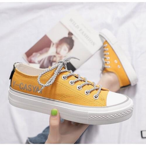 Classic Solid Color Canvas Women Shoes Lace-up Ladies Casual Sneakers Breathable Comfortable High Quality Harajuku Style W31-01