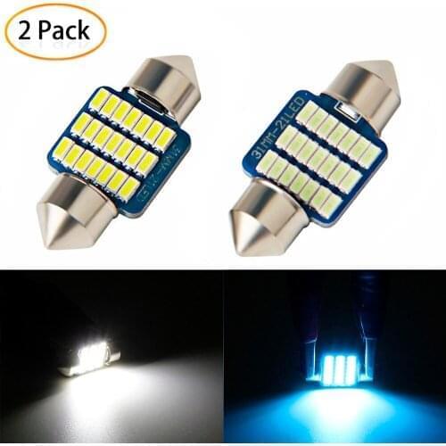 2PC Festoon Car LED Lights Ice Blue Warm White 31MM 3014 21SMD LED License Plate Lamp DC 12V Auto Dome Light led Interior Room