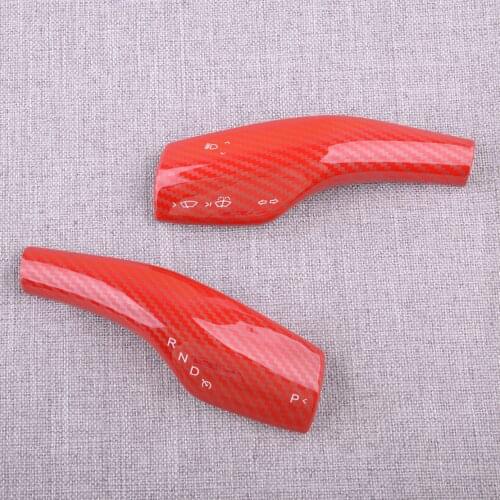 CITALL 2pcs/set Steering Wheel Paddle Shift Trim Cover Fit for Tesla Model 3 Y 2019 2020 Red Carbon Fiber Style