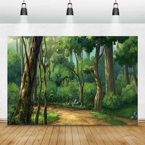 Laeacco Cartoon Forest Tree Fairytale Baby Birthday Room Decro Photography Backgrounds Photographic Backdrops For Photo Studio