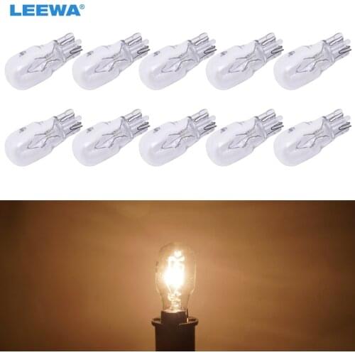 LEEWA 10pcs Warm White Car T13 Wedge 12V 10W Halogen Bulb External Halogen Lamp Replacement Dashboard Bulb Light #CA1309