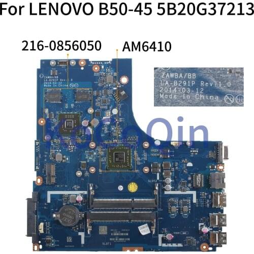 KoCoQin Laptop motherboard For LENOVO B50-45 A8-6410 5B20G37213 Mainboard ZAWBA/BB LA-B291P 5B20G37213 AM6410 216-0856050