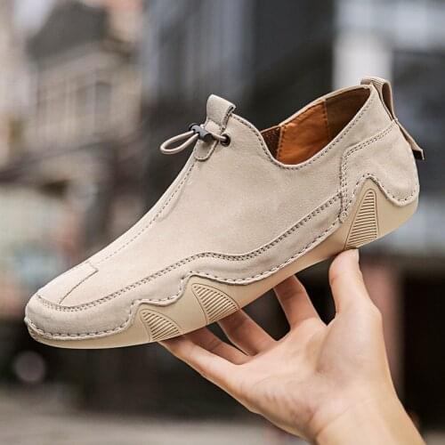 2021 Men Casual Genuine Leather Sneakers Fashion Brand Men Flats Autumn Shoes Black Comfortable Men Moccasins Plus Size 46