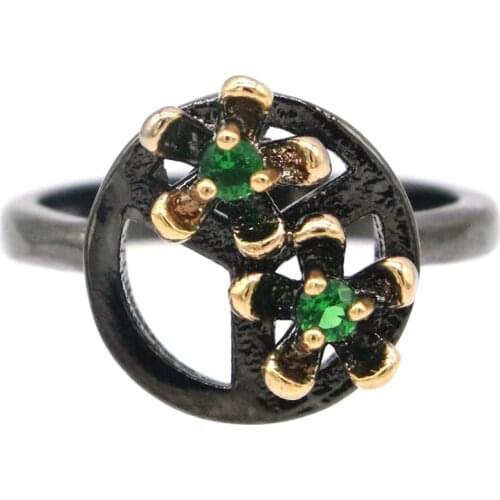 14x14mm Neo-Gothic 3.7g Green Emerald Tanzanite For Man Street Fashion Jewelry 925 Sterling Silver Ring