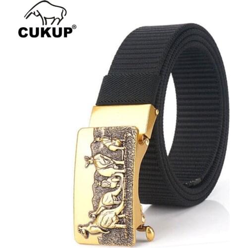 CUKUP Mens Unique Design kangaroos Pattern Zinc Buckle Quality Canvas Belts Fashion Nylon Belt New Accessories for Men CBCK220