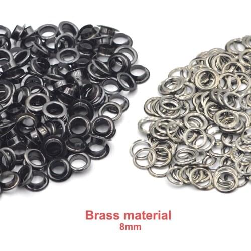 KALASO 100sets 8mm Pure Brass Material Black Grommet Eyelet With Washer Fit Leather Craft Shoes Belt Cap Bag Diy Supplies