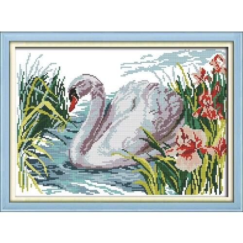 Swan 2 cross stitch kit aida 14ct 11ct count printed canvas stitches embroidery DIY handmade needlework
