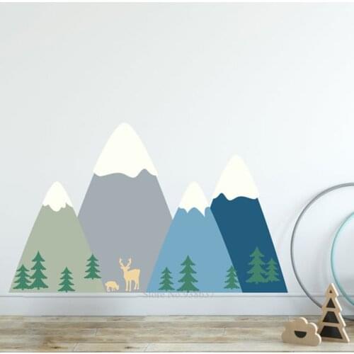 Forest Animals Mountains Woodland Wall Sticker Decal Family Baby Room Kids Adventure Nursery Decor BA480