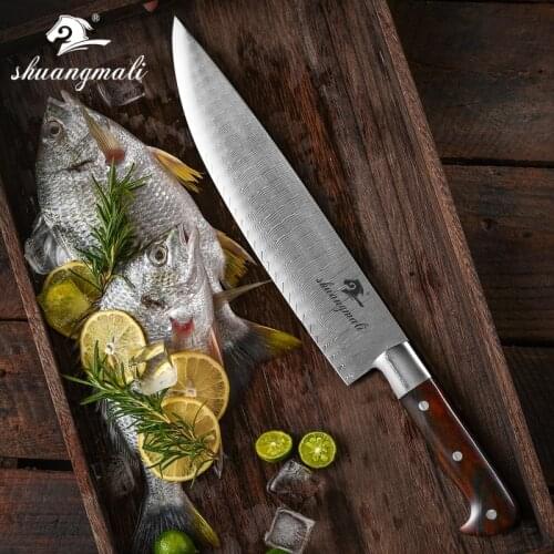 10 Inch Damascus Steel Knife Professional Kitchen Chef Knives Cook Tool High Quality Gyuto Knife Wood Handle