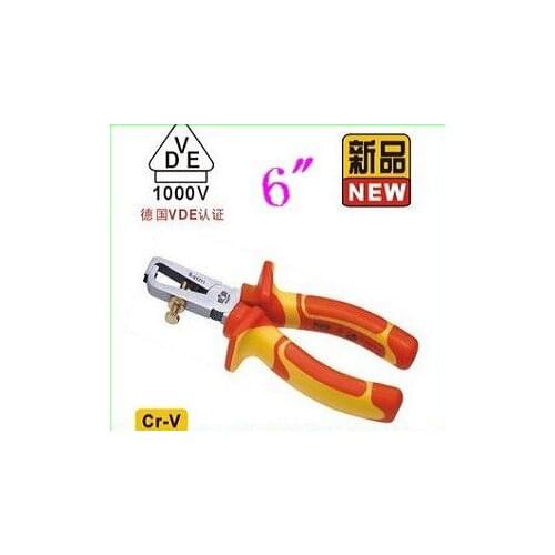 BESTIR taiwan made Cr-V steel 6" 1000v insulated Heavy Duty wire stripper Plier VDE hand tool NO.01211 freeshipping wholesale