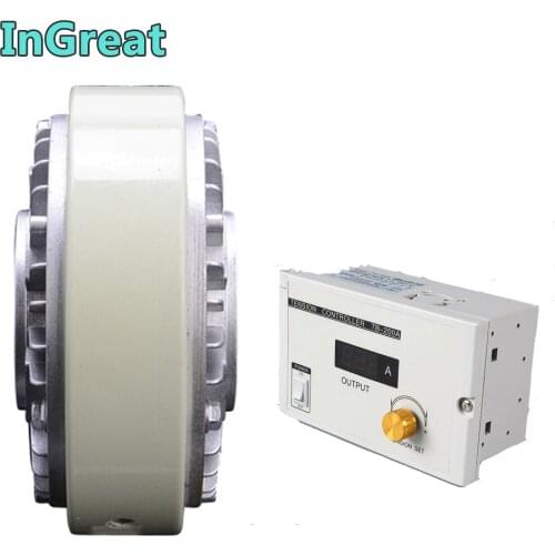 Hollow Shaft Magnetic Powder Brake100Nm 10kg DC 24V w/ Manual Tension Controller Kits for Printing Packaging Peritoneal Machine