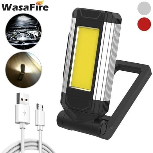 Portable LED Flashlight COB Work Light with Magnet Multifunction Adjustable Camping Lamp USB Rechargeable Waterproof Lantern