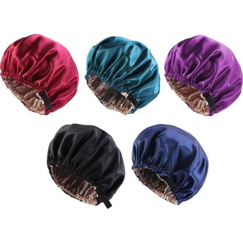 Adjustable Satin Silk Bonnet Night Sleeping Cap Hat for Long Curly Natural Hair