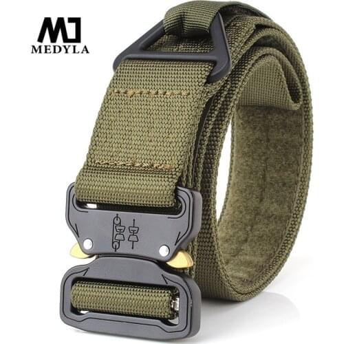 MEDYLA Adjustable Men Tactical Belt Heavy Duty Waist Belt Nylon Military Tactical Belts with Metal Buckle Hunting Accessories