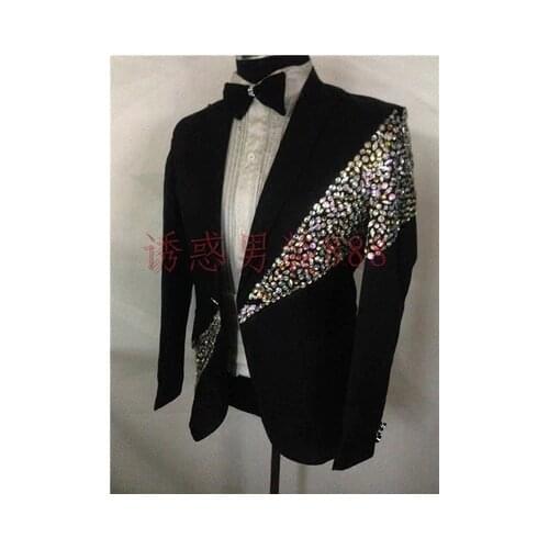 Luxury mens rhinestone beading sewing customs size stage performance/dance sequined tuxedo jacket ,only jacket