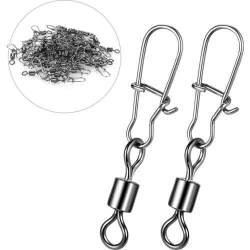Stainless Steel Fishing Connector Pin Bearing Rolling Swivel Snap Pins Fishing Tackle Accessories Fishhook Pesca