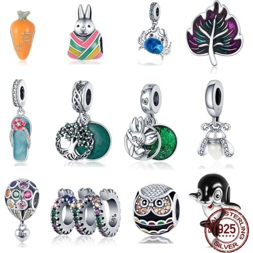 100% 925Sterling Silver Green Wishing Tree charm Fit Original 3mm Pandora Bracelet&Bangle Making Fashion DIY Jewelry For Women