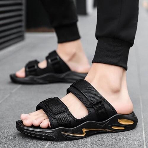 Flat Slippers Men Casual Shoes Rubber Sole Comfort Slides Male Anti Skid Footwear Flip-flops Trend Beach Shoes Sport Slippers