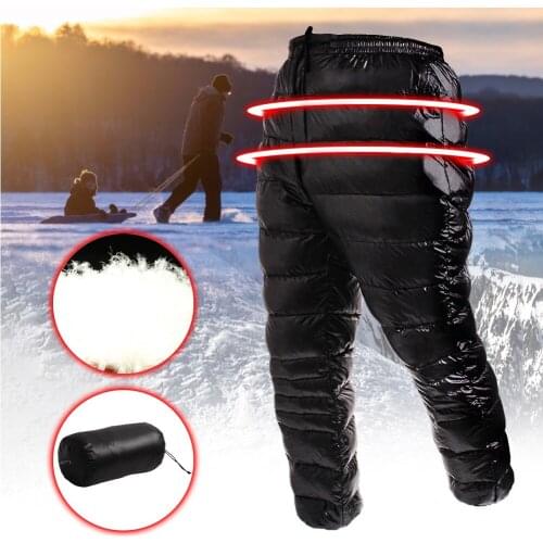 Winter Warm Utility Down Pants Thickened Windproof White Goose Down Pants Skiing Trekking Outdoor Waterproof Breathable Trousers