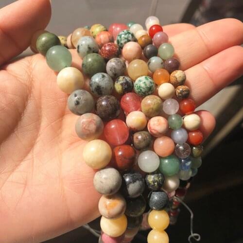 Mixed Natural Gem Agates Jaspers Jades Quartz Stone Beads Round Loose Beads DIY Bracelets For Jewelry Making Findings Supplies