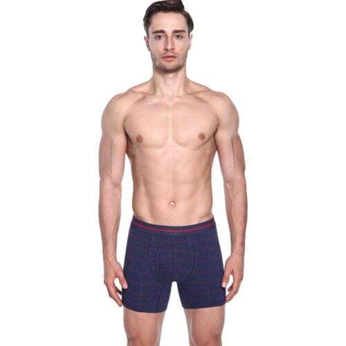 4 pcs/ lot Plus Size Mens Cotton Boxer Shorts Open Fly Pouch Underwear Men Fashion Striped Elastic Waist Underpants
