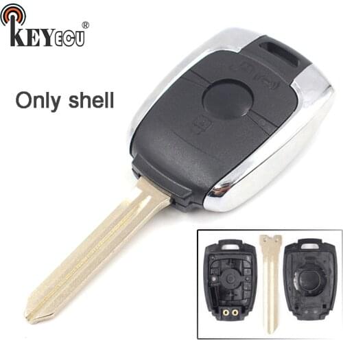 KEYECU for SsangYong Actyon Kyron Rexton Replacement 2 Button Remote Car Key Shell Case Blank With Uncut Blade