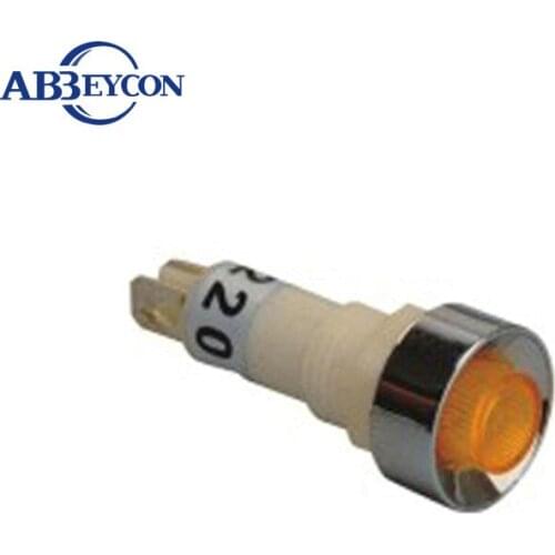 Yellow button Diameter 10mm signal light indicator lamp pilot light indicator light AC 220V Plastic Case Green Indicator Lamp