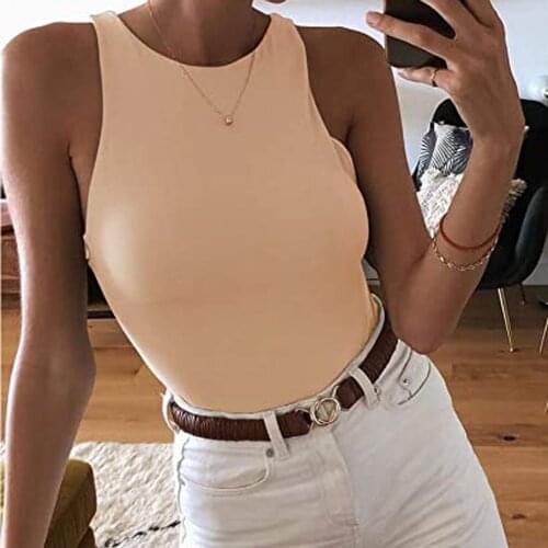 Sexy Bodysuit Candy-color Women Summer Streetwear Off-shoulder Fashion Sleeveless Casual O Neck Casual Bodysuits