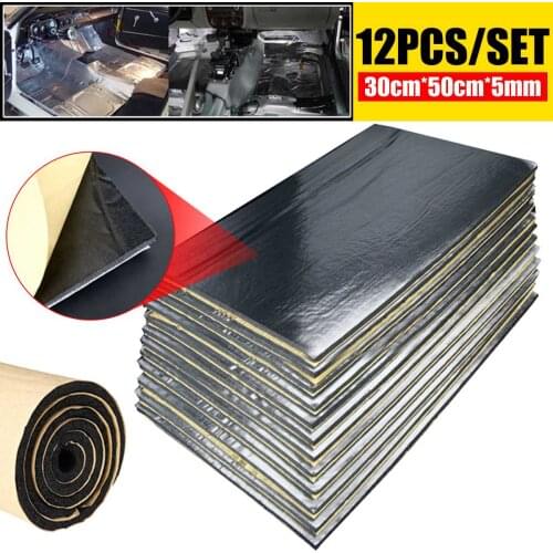 12Pcs 30x50cm 5mm Adhesive Car Soundproof Foam Cotton Home Deadening Insulation Pads Sound Absorbing Cotton Anti Noise Sponge