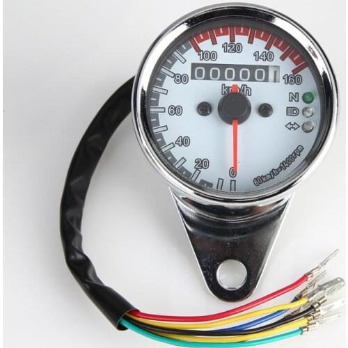 12V Universal Motorcycle Odometer Speedometer Tachometer Motorbike Refit Vintage Instrument Scooter Motor Retro Black Meter
