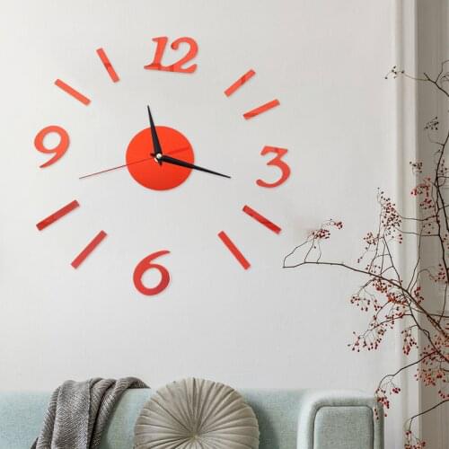 3D DIY Acrylic Simple Sticker Watch Decor Living Room Quartz Needle Digital Wall Clock Creative Home Live Room Decoration Silent
