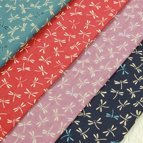 45x110cm Navy Blue Dragonfly Japanese Wind Style Cotton Fabric Patchwork Cloth Sewing Kimono Clothing Crafts Diy Material