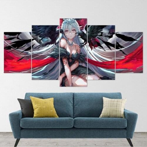 5 Piece Wall Art Canvas Anime Manga Beautiful Sexy Girl Figure Poster Modern Home Paintings For Living Room Decroation Prints