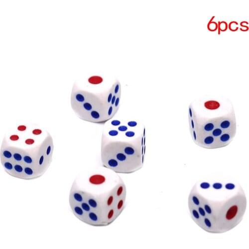 6Pcs 10mm Acrylic White Round Corner Dice Drinking Dice Portable Table Playing Game Party board game props accessories