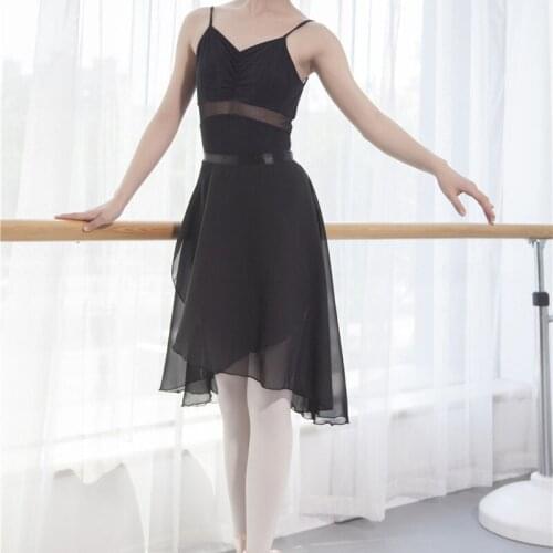 Ballet Tutu Skirt Professional Adults Middle Long Chiffon Ballet Skirts Women Lyrical Soft Lace Up Ballet Dress Ballerina Dance
