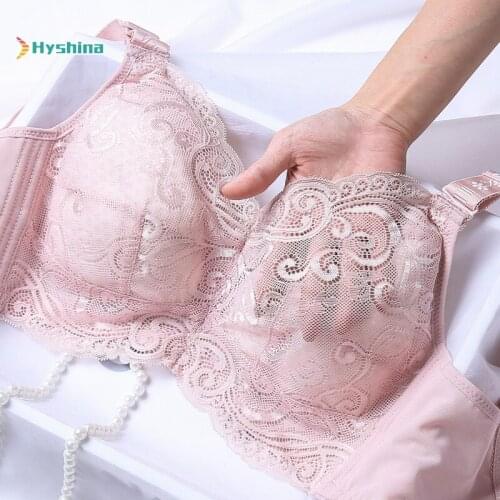 No Steel Ring Bra Gathered Full Cup Lace Thin Underwear Women