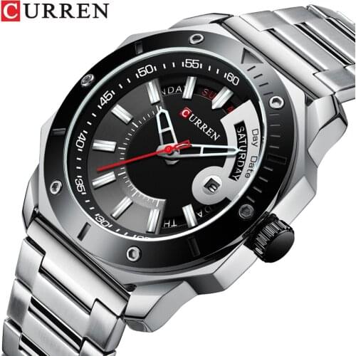 CURREN Fashion Stainless Steel Men Quartz Wristwatch Top Luxury Mans Business Watches Stylish Date Week for Gentleman Choice
