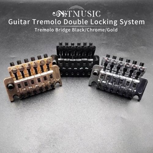 Electric Guitar Tremolo Bridge Systems with logo Double Locking Edge with Whammy Bar Black Gold Chrome