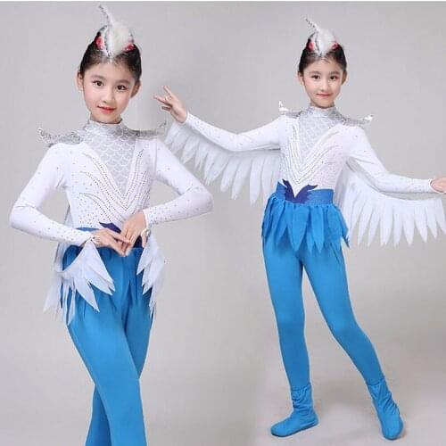 Blue bird costume for girls school stage performance festival dance clothes cute animal clothing carnival halloween cosplay
