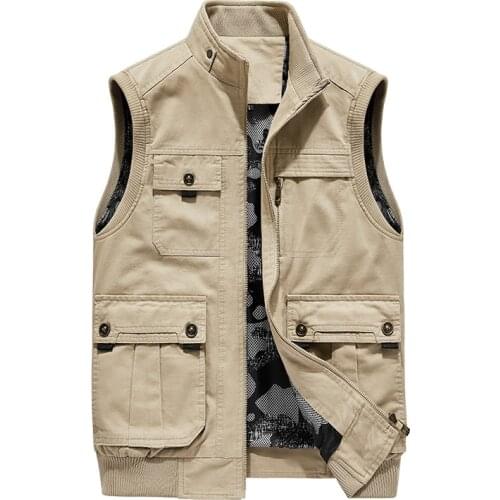 Spring Autumn Mens Sleeveless Jacket Comfortable Mens Vest Military Vest Pocket Tactical Coat Male Waistcoat Men 5XL Plus Size