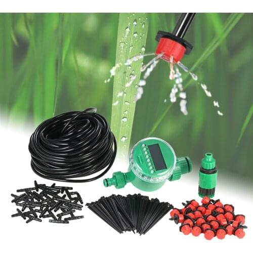 25m Micro Drip Irrigation System with Auto Timer Self Plant Watering Garden Hose Automatic Watering Timer Irrigation Controller