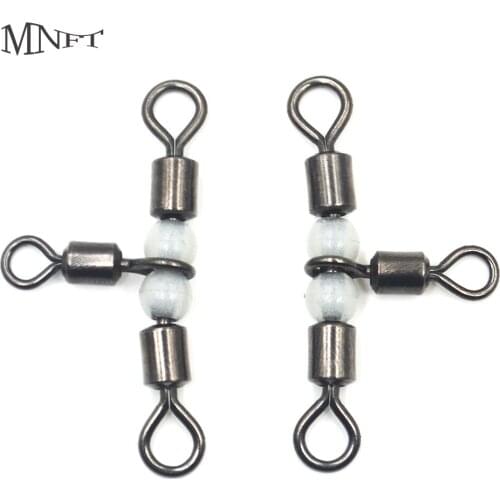 MNFT 6Pcs Triple Swivel With Luminous Beads Solid Ring Crossline Connector Fishing Tackle Accessory Trigeminal Swivel