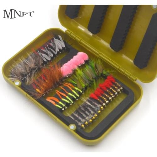MNFT Fly Fishing Flies gold Trout Flies fly fishing insects Mixed Artificial Bait Variety of Fake Lure 56/40Pcs Set Box