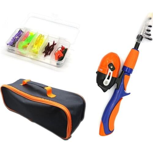4Pcs Telescopic Fishing Rod Set Childrens Rod Fishing Reel Accessories Fishing Rod Bag Portable Fishing Gear
