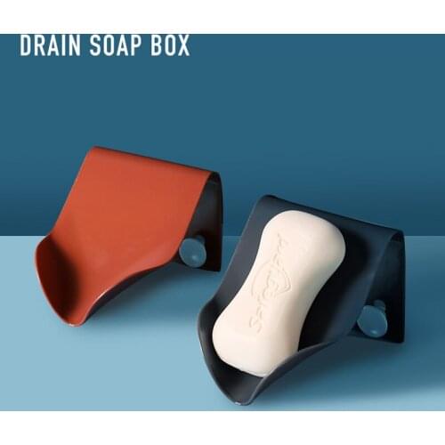 Bathroom and toilet plain color seamless strong seamless wall-mounted soap box bathroom wall-mounted drain soap box soap dish